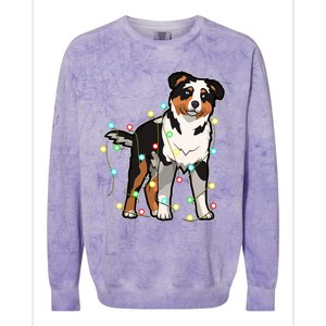 Christmas Lights Australian Shepherd Dog Lover Xmas Gift Cute Gift Colorblast Crewneck Sweatshirt