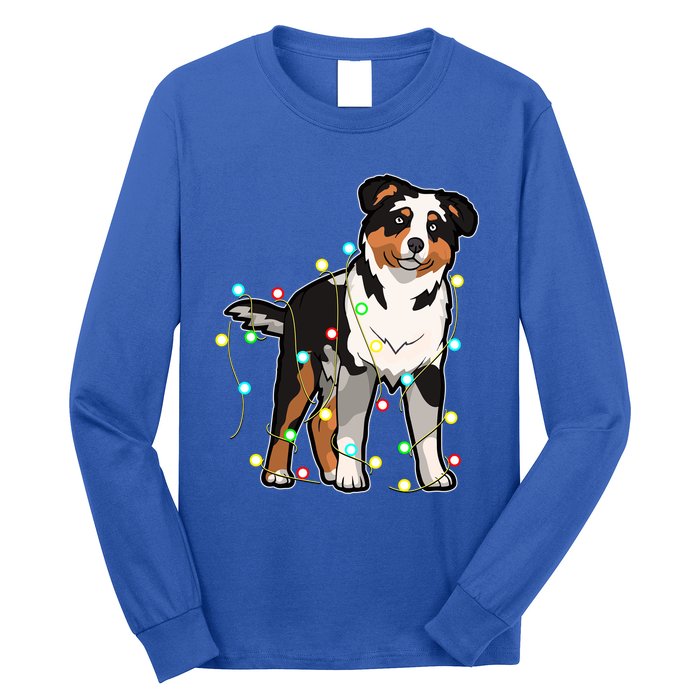 Christmas Lights Australian Shepherd Dog Lover Xmas Gift Cute Gift Long Sleeve Shirt