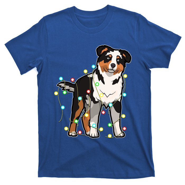 Christmas Lights Australian Shepherd Dog Lover Xmas Gift Cute Gift T-Shirt