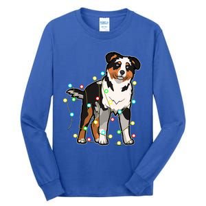 Christmas Lights Australian Shepherd Dog Lover Xmas Gift Cute Gift Tall Long Sleeve T-Shirt