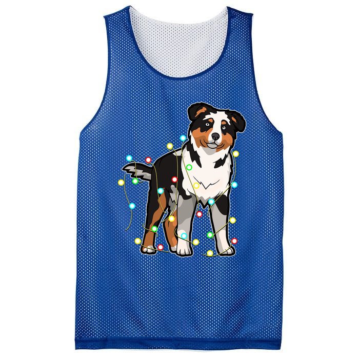 Christmas Lights Australian Shepherd Dog Lover Xmas Gift Cute Gift Mesh Reversible Basketball Jersey Tank