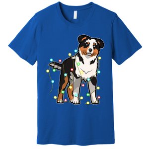 Christmas Lights Australian Shepherd Dog Lover Xmas Gift Cute Gift Premium T-Shirt