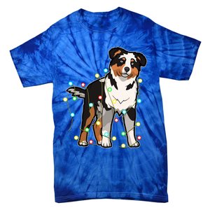 Christmas Lights Australian Shepherd Dog Lover Xmas Gift Cute Gift Tie-Dye T-Shirt