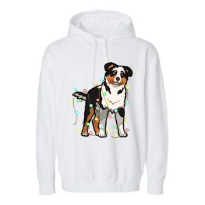 Christmas Lights Australian Shepherd Dog Lover Xmas Gift Cute Gift Garment-Dyed Fleece Hoodie