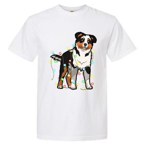 Christmas Lights Australian Shepherd Dog Lover Xmas Gift Cute Gift Garment-Dyed Heavyweight T-Shirt