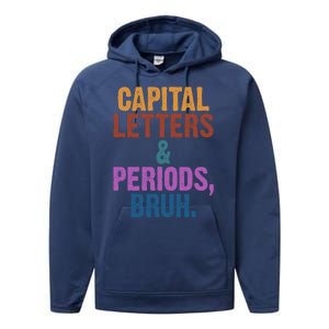 Capital Letters And Periods Bruh Funny School Performance Fleece Hoodie