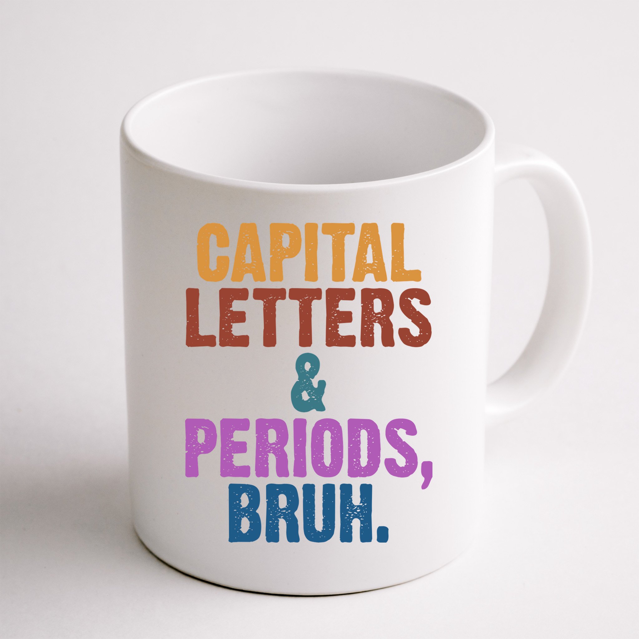 Capital Letters And Periods Bruh Funny School Mug