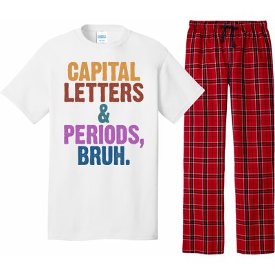 Capital Letters And Periods Bruh Funny School Pajama Set