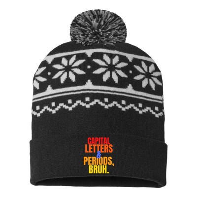 Capital Letters And Periods Bruh USA-Made Snowflake Beanie