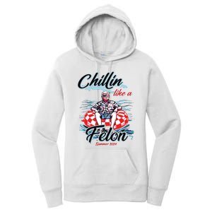 Chillin Like A Felon Retro Summer Pink Funny Trump 2024 Women's Pullover Hoodie