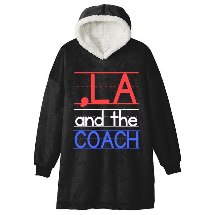 Comma La And The Coach Harris Walz 2024 Educators Hooded Wearable Blanket