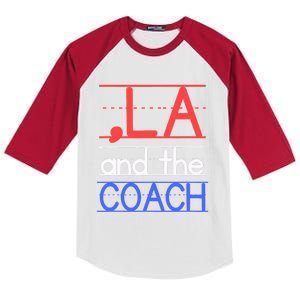 Comma La And The Coach Harris Walz 2024 Educators Kids Colorblock Raglan Jersey