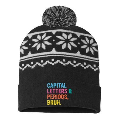 Capital Letters And Periods Bruh Ela Teacher Funny USA-Made Snowflake Beanie