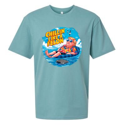 Chillin Like A Felon Donald Trump Summer Vacation Hawaii Beach Funny Sueded Cloud Jersey T-Shirt