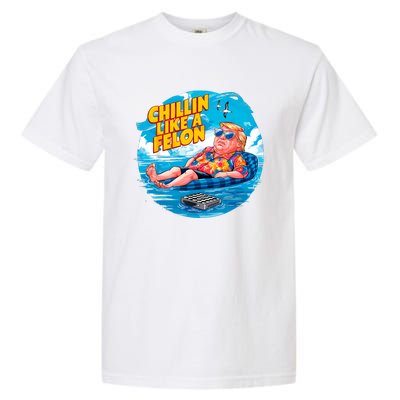 Chillin Like A Felon Donald Trump Summer Vacation Hawaii Beach Funny Garment-Dyed Heavyweight T-Shirt