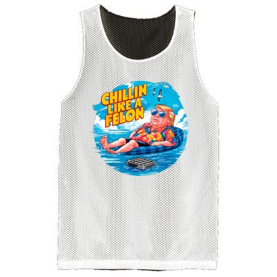 Chillin Like A Felon Donald Trump Summer Vacation Hawaii Beach Funny Mesh Reversible Basketball Jersey Tank