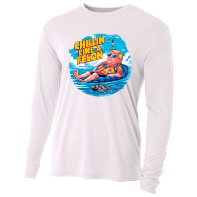 Chillin Like A Felon Donald Trump Summer Vacation Hawaii Beach Funny Cooling Performance Long Sleeve Crew