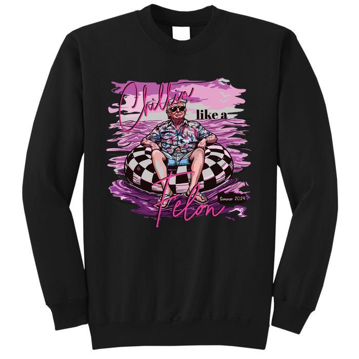 Chillin Like A Felon Retro Pink Summer Funny Trump 2024 Sweatshirt