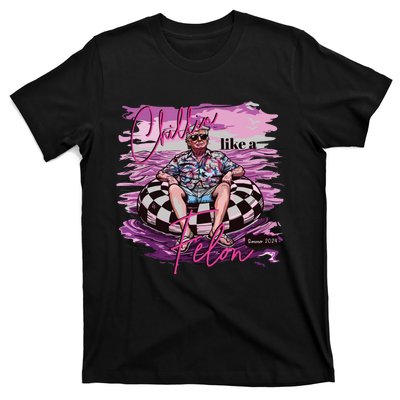 Chillin Like A Felon Retro Pink Summer Funny Trump 2024 T-Shirt