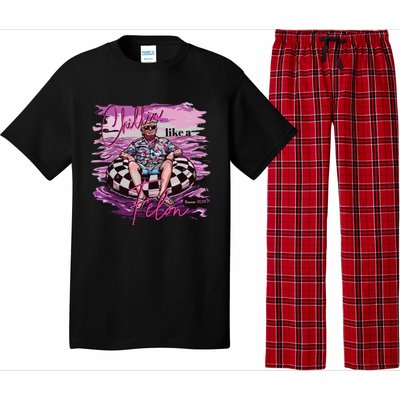 Chillin Like A Felon Retro Pink Summer Funny Trump 2024 Pajama Set