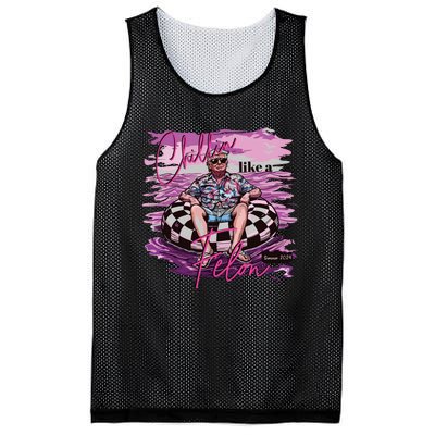 Chillin Like A Felon Retro Pink Summer Funny Trump 2024 Mesh Reversible Basketball Jersey Tank