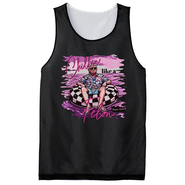 Chillin Like A Felon Retro Pink Summer Funny Trump 2024 Mesh Reversible Basketball Jersey Tank