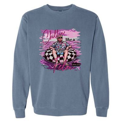 Chillin Like A Felon Retro Pink Summer Funny Trump 2024 Garment-Dyed Sweatshirt