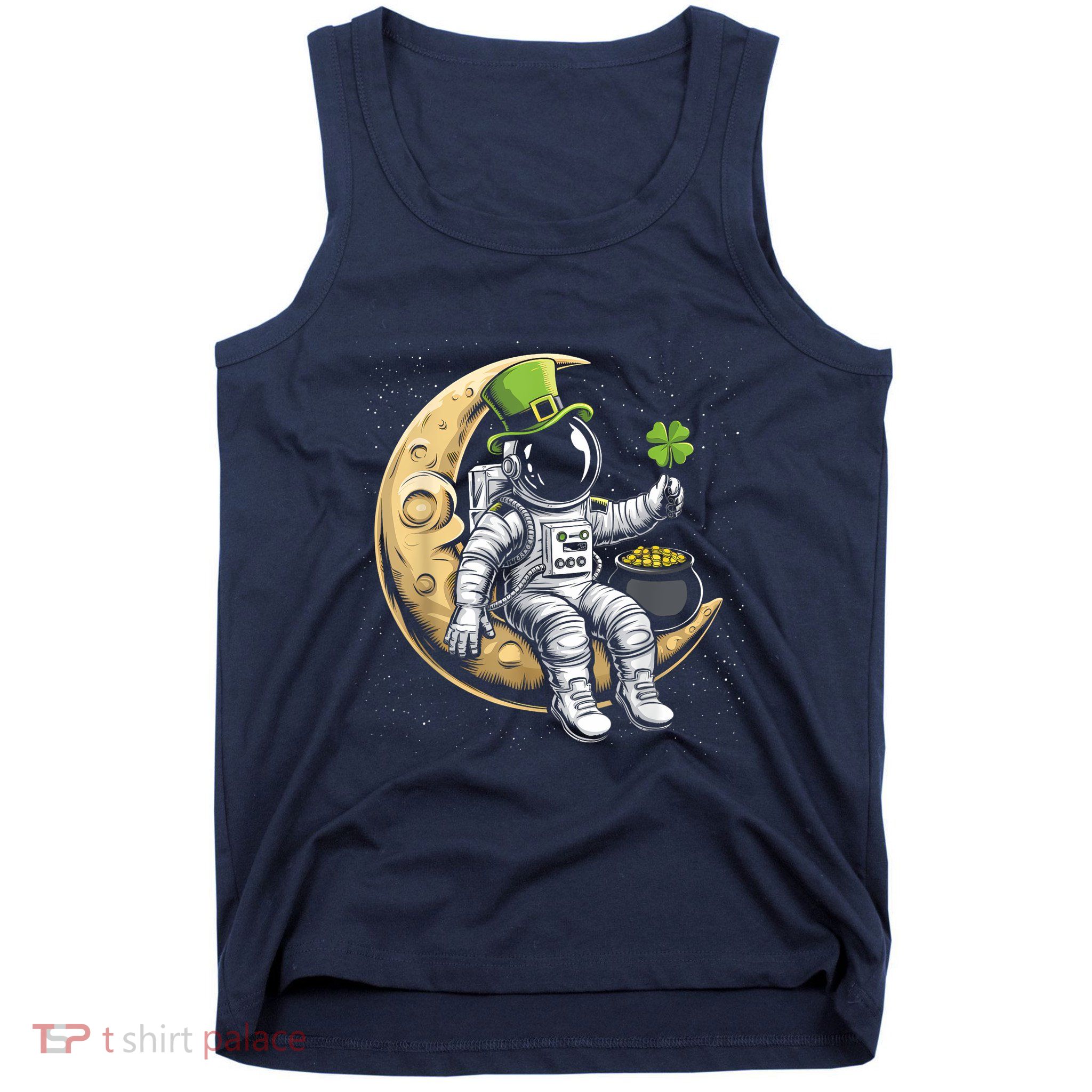 Cute Leprechaun Astronaut In Moon Space Saint PatrickS Day Tank Top
