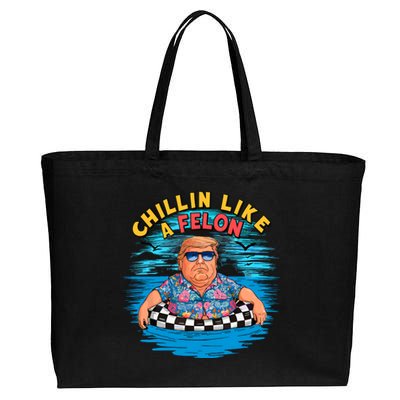 Chillin Like A Felon Donald Trump Summer Vacation Hawaii Beach Funny Cotton Canvas Jumbo Tote