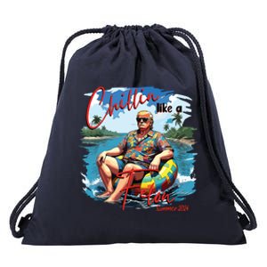 Chillin Like A Felon Trump For President 2024 Funny Trump Drawstring Bag