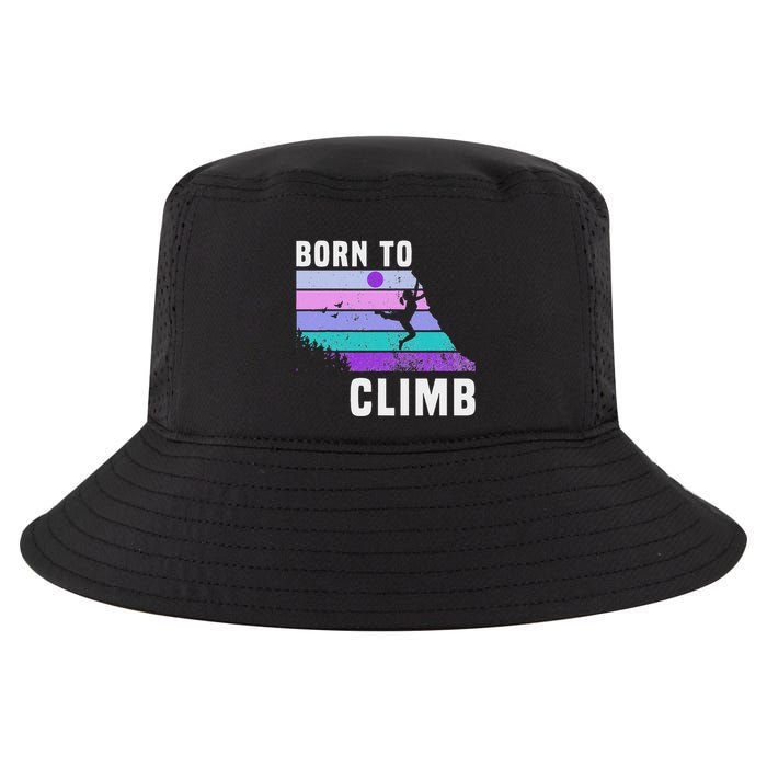 Climb Like A Girl Retro Sunset Rocks Born To Climb Cool Comfort Performance Bucket Hat