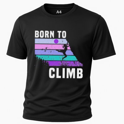 Climb Like A Girl Retro Sunset Rocks Born To Climb Performance Shirt