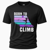 Climb Like A Girl Retro Sunset Rocks Born To Climb Performance Shirt