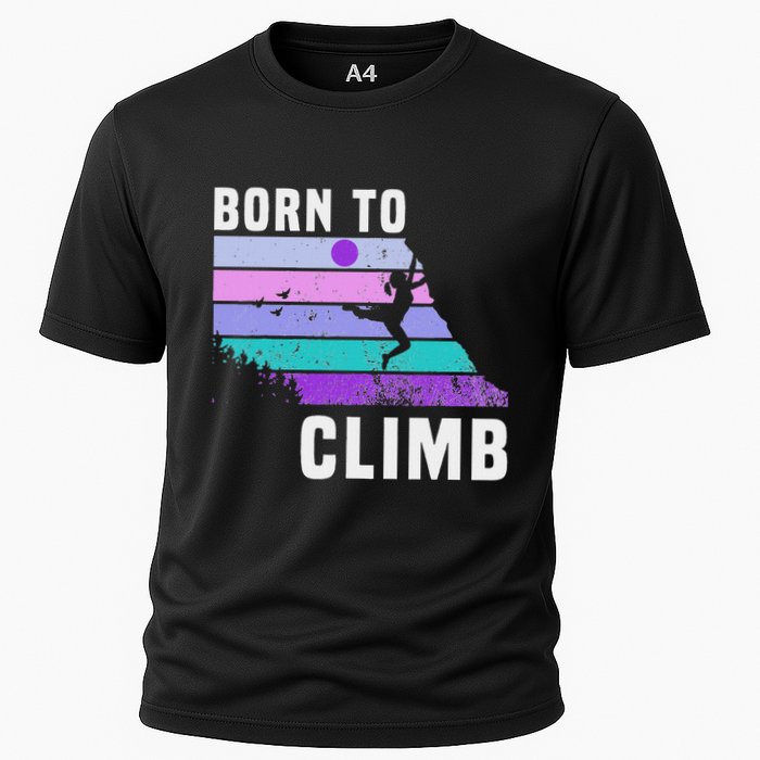 Climb Like A Girl Retro Sunset Rocks Born To Climb Performance Shirt