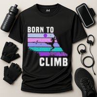 Climb Like A Girl Retro Sunset Rocks Born To Climb Performance Shirt