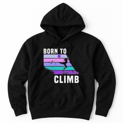 Climb Like A Girl Retro Sunset Rocks Born To Climb Hoodie