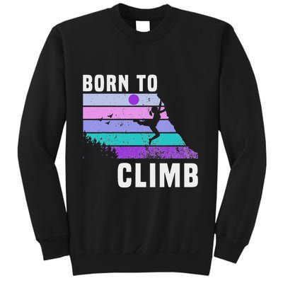 Climb Like A Girl Retro Sunset Rocks Born To Climb Sweatshirt