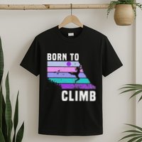 Climb Like A Girl Retro Sunset Rocks Born To Climb T-Shirt