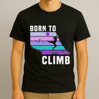 Climb Like A Girl Retro Sunset Rocks Born To Climb T-Shirt