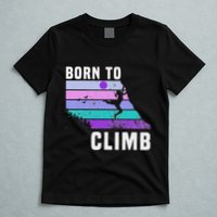 Climb Like A Girl Retro Sunset Rocks Born To Climb T-Shirt