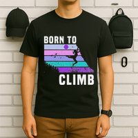 Climb Like A Girl Retro Sunset Rocks Born To Climb T-Shirt