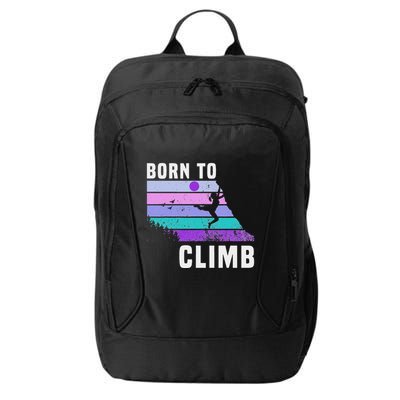 Climb Like A Girl Retro Sunset Rocks Born To Climb City Backpack