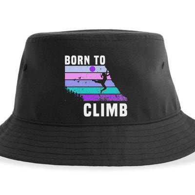 Climb Like A Girl Retro Sunset Rocks Born To Climb Sustainable Bucket Hat