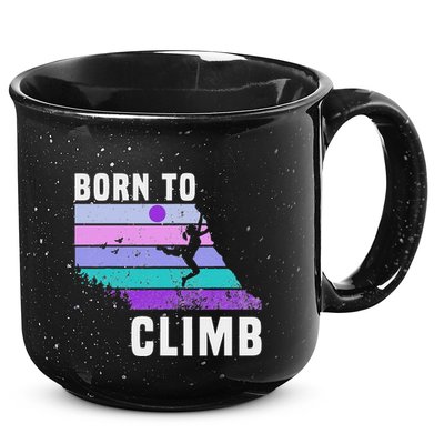 Climb Like A Girl Retro Sunset Rocks Born To Climb 15oz Campfire Ceramic Mug