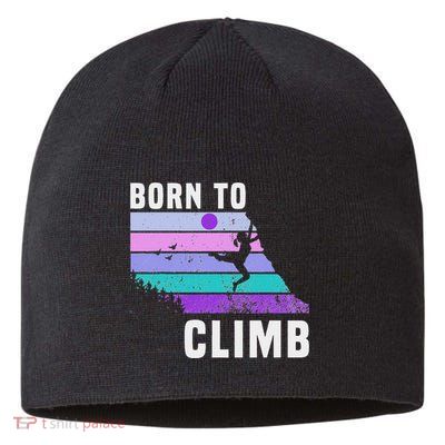 Climb Like A Girl Retro Sunset Rocks Born To Climb Sustainable Beanie