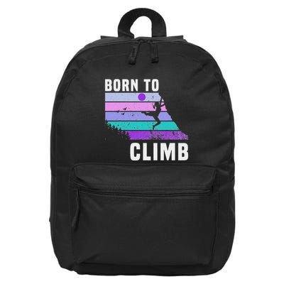 Climb Like A Girl Retro Sunset Rocks Born To Climb 16 in Basic Backpack