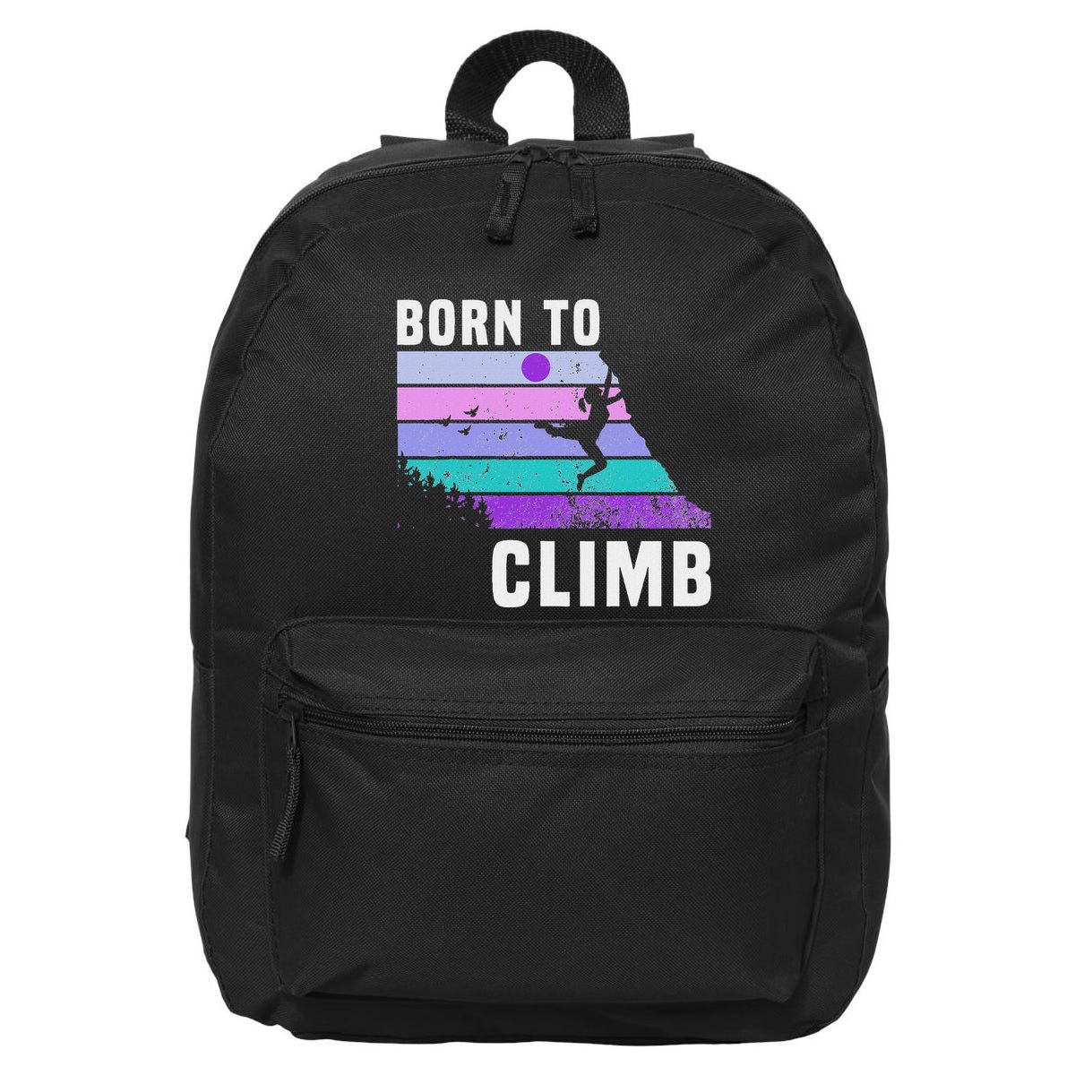 Climb Like A Girl Retro Sunset Rocks Born To Climb 16 in Basic Backpack