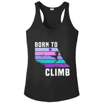 Climb Like A Girl Retro Sunset Rocks Born To Climb Ladies PosiCharge Competitor Racerback Tank
