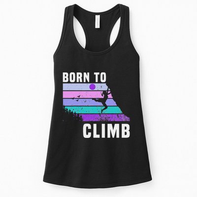 Climb Like A Girl Retro Sunset Rocks Born To Climb Womens Tank Top
