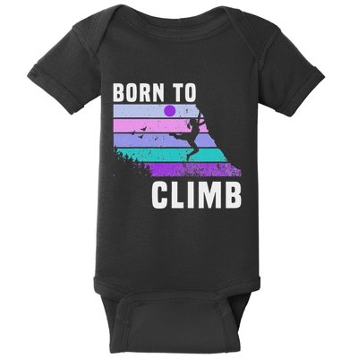 Climb Like A Girl Retro Sunset Rocks Born To Climb Baby Bodysuit